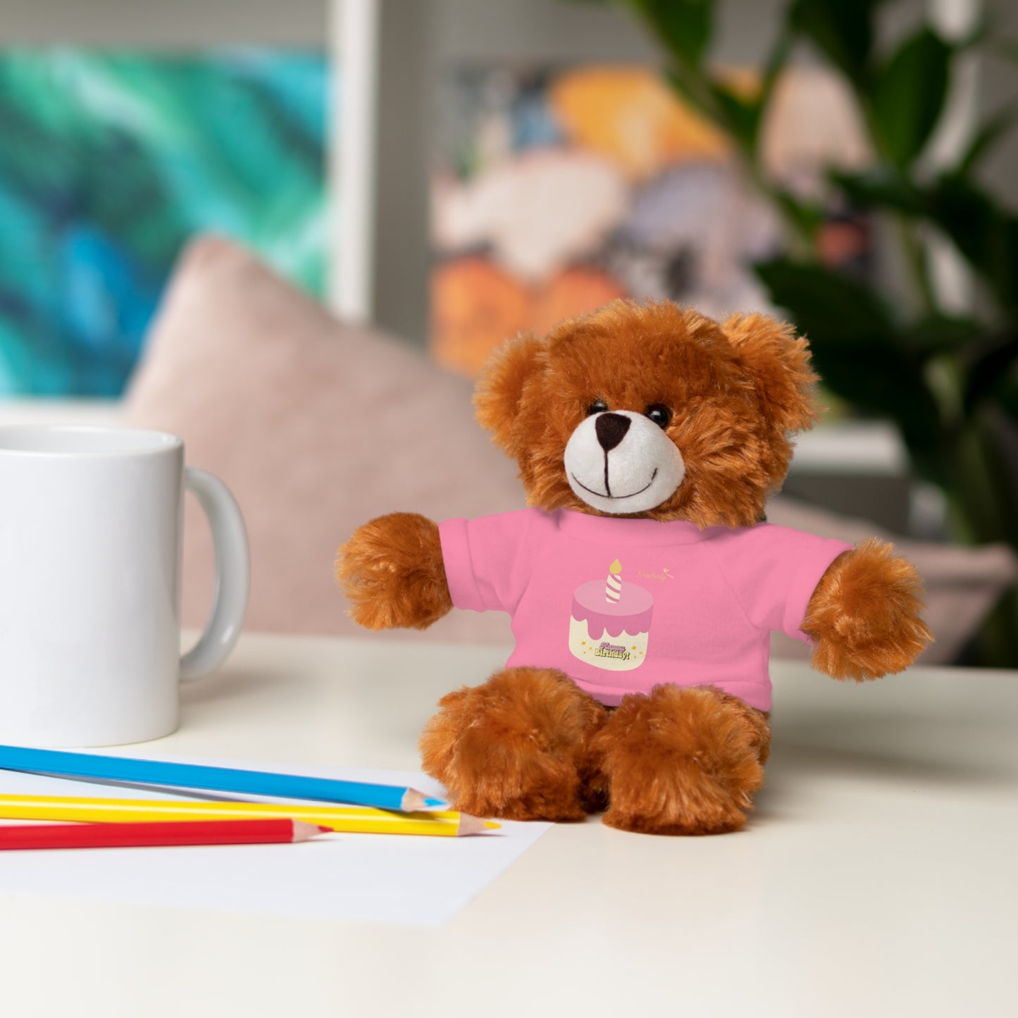 Nimberly Stuffed Animals with Happy Birthday shirt