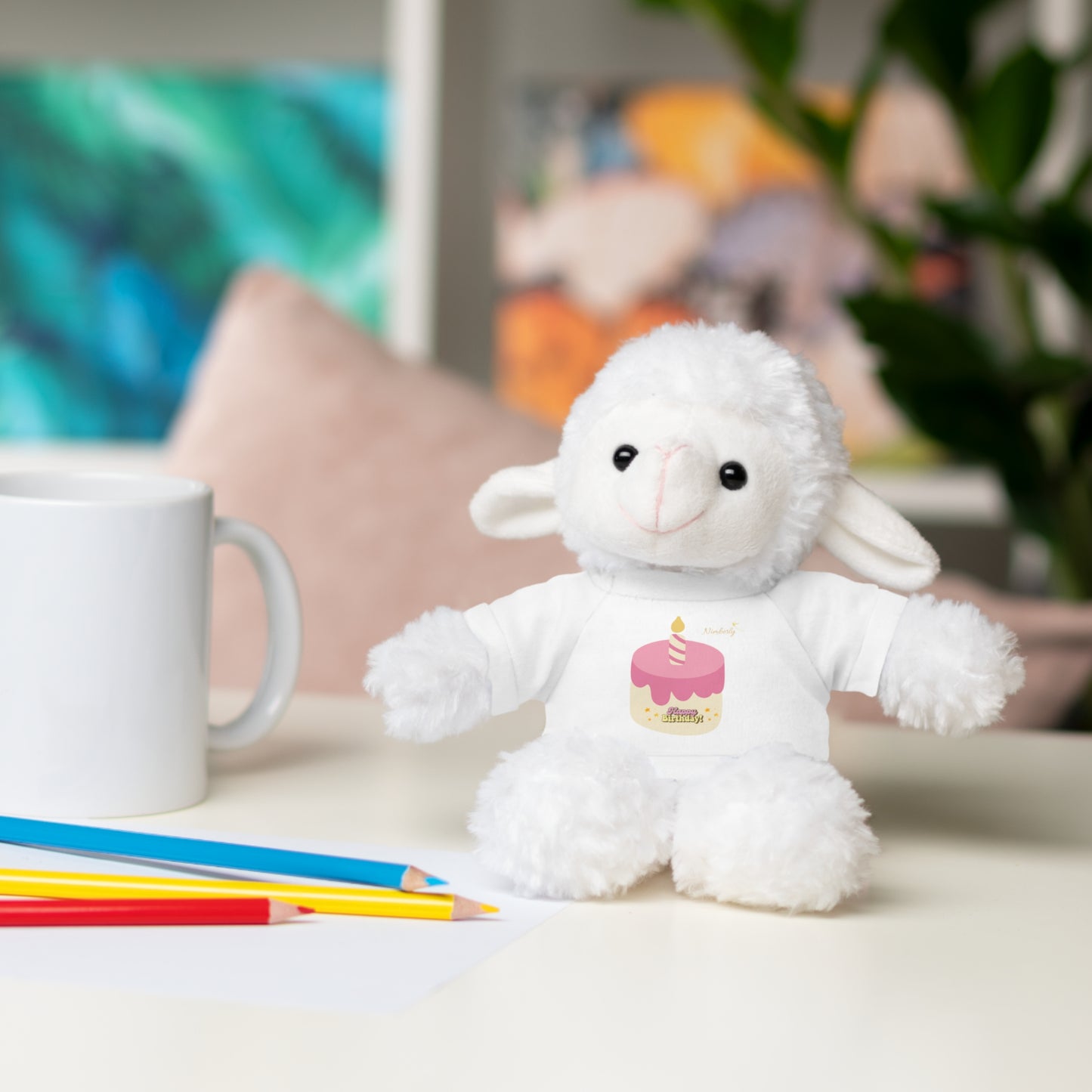 Nimberly Stuffed Animals with Happy Birthday shirt