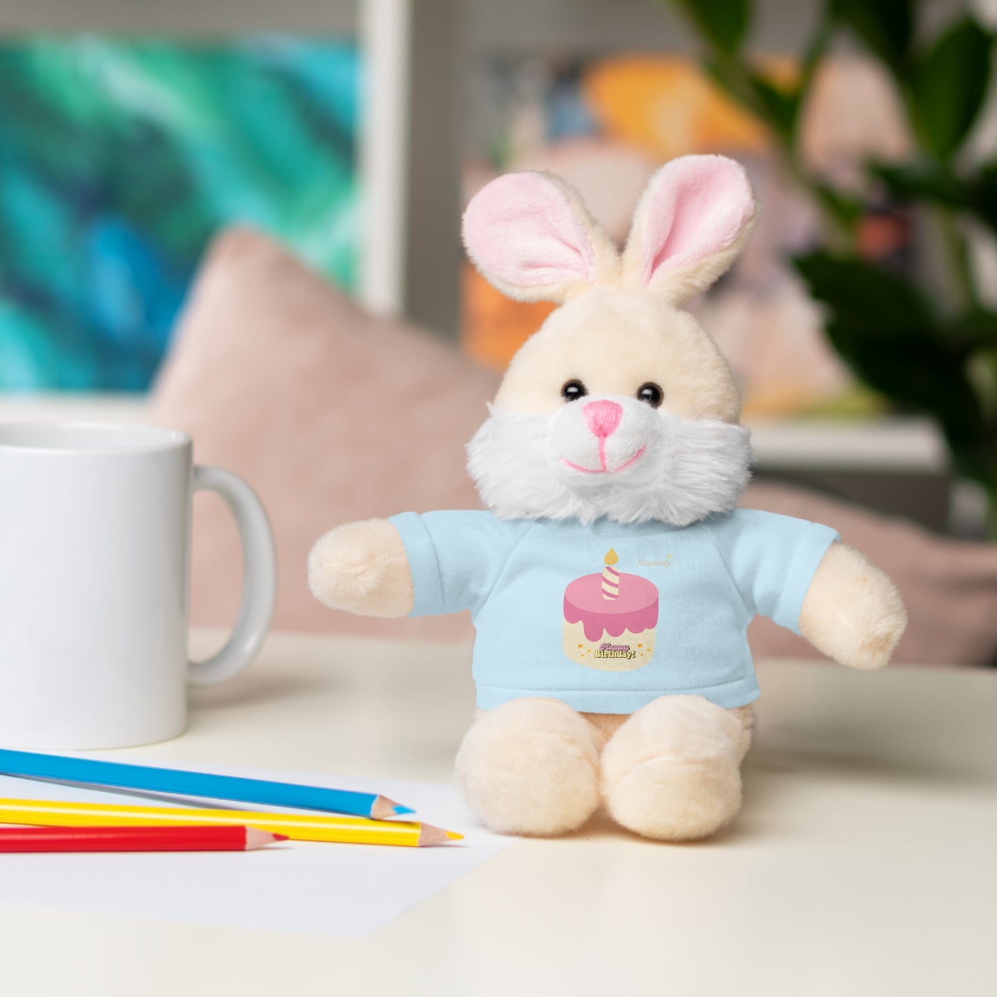 Nimberly Stuffed Animals with Happy Birthday shirt