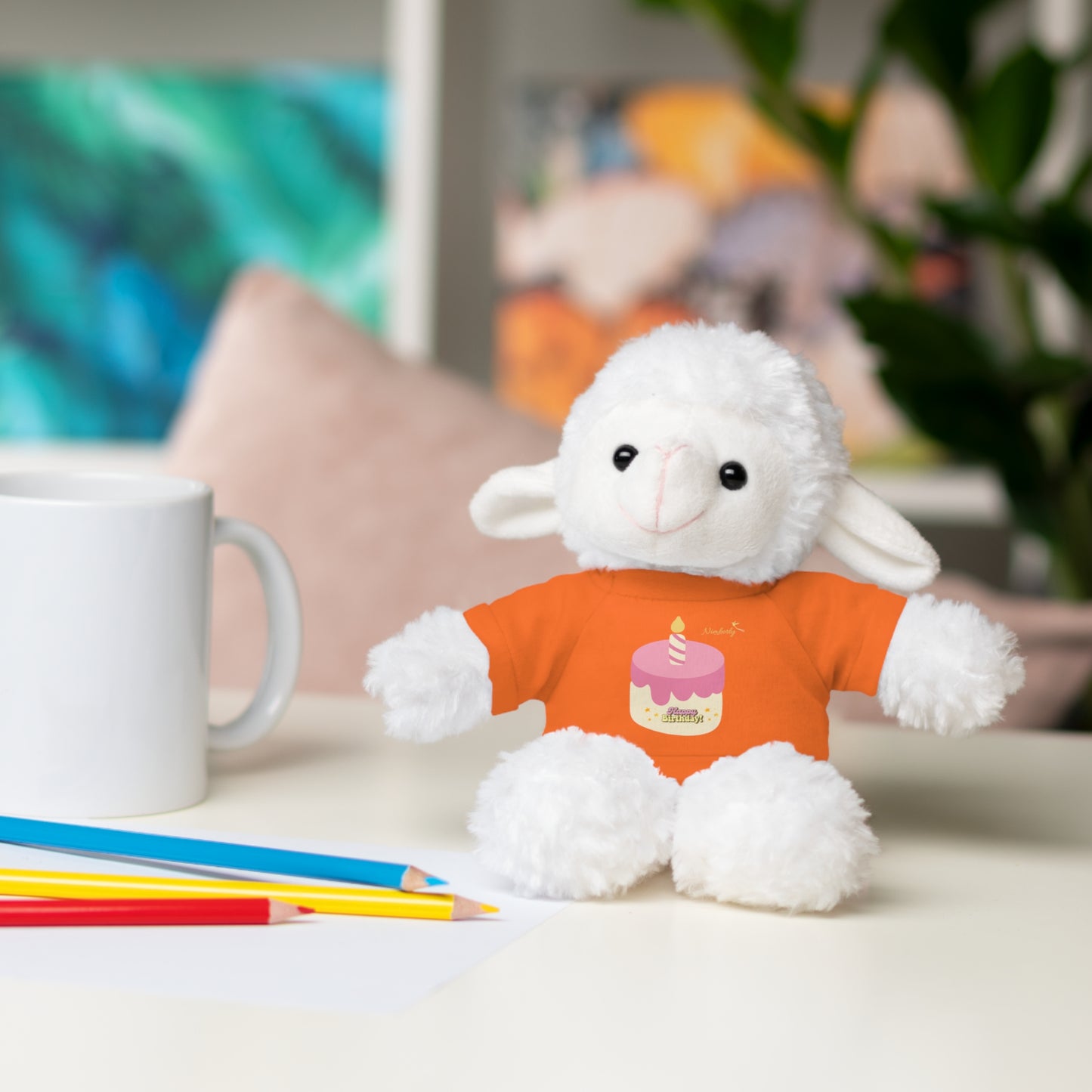 Nimberly Stuffed Animals with Happy Birthday shirt