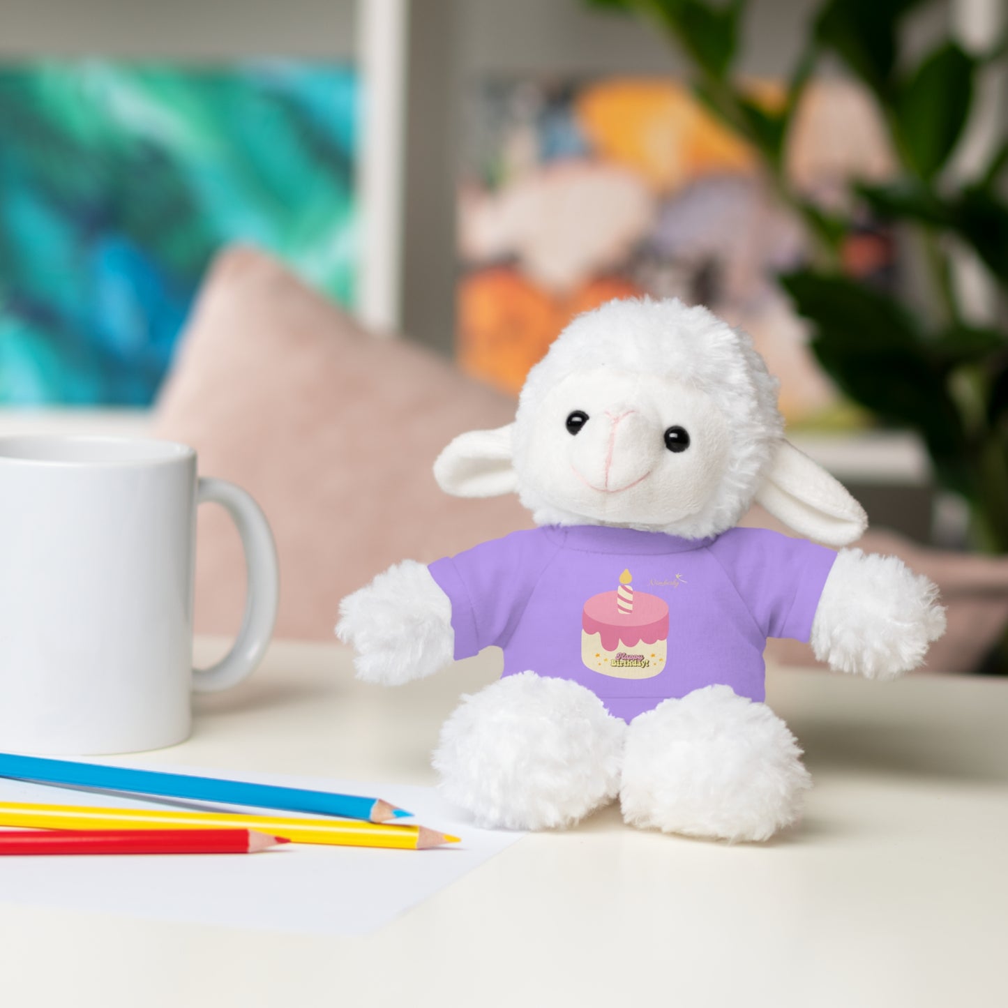 Nimberly Stuffed Animals with Happy Birthday shirt